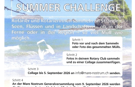 Unser Club unterstützt den Verein Mare Nostrum - End Plastic Soup; ein Projekt von Rotarier*innen aus dem Raum Basel
